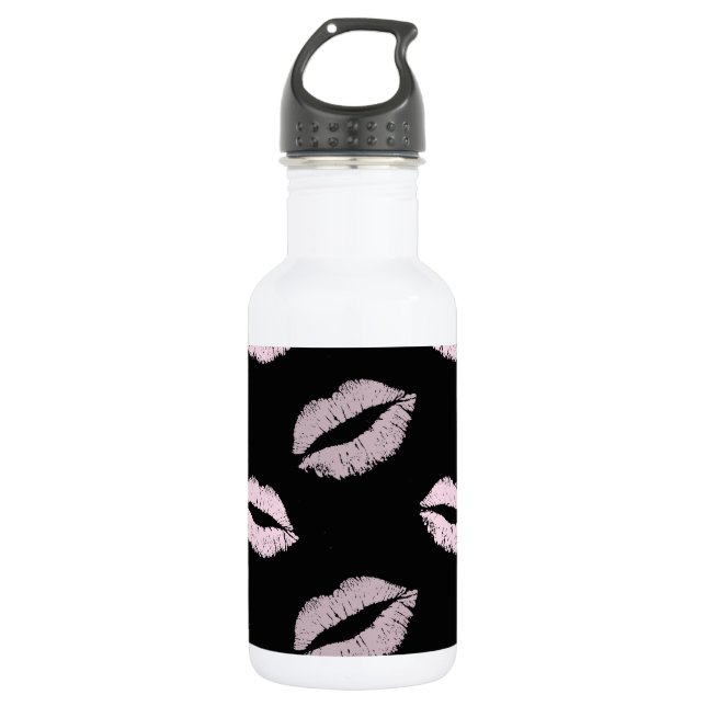 Bouteille D'eau Baisers Rose Argenté (Devant)