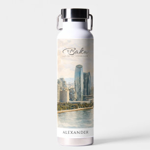 Bouteille D'eau Baku Azerbaïdjan Capitale Aquarelle Cadeau de Voya