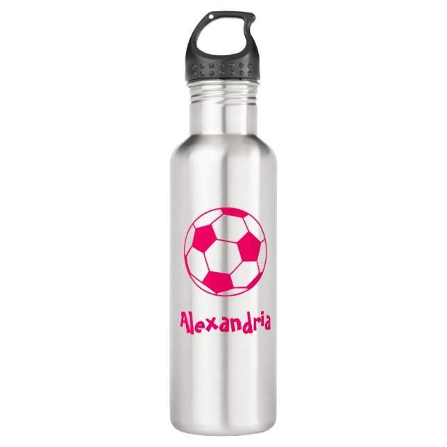 Bouteille D'eau Bal de soccer rose (Devant)