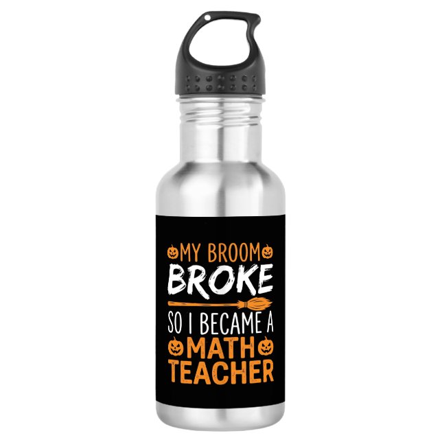 Bouteille D'eau Balai d'Halloween de professeur de mathématiques d (Devant)