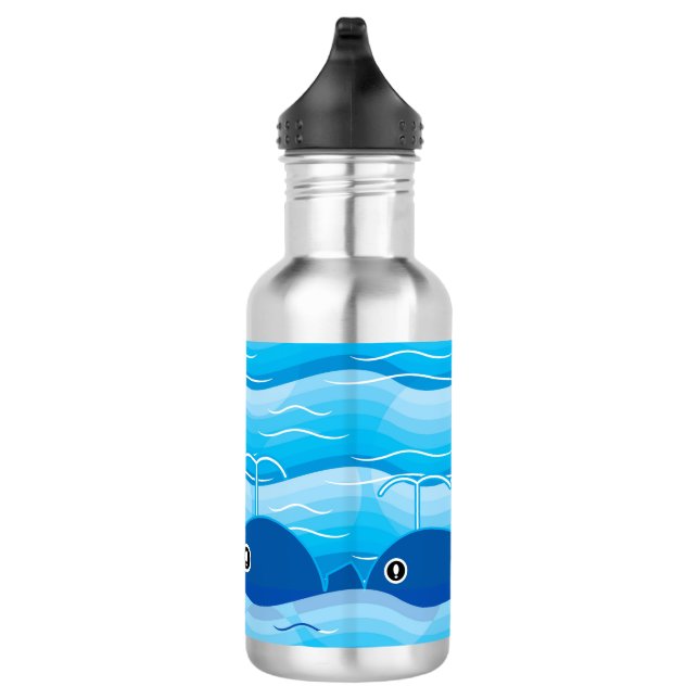 Bouteille D'eau Baleines et vagues Bleu océanique (Droite)