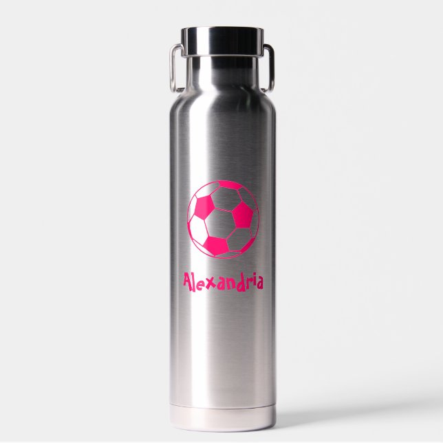 Bouteille D'eau Balle de soccer rose (Avant)
