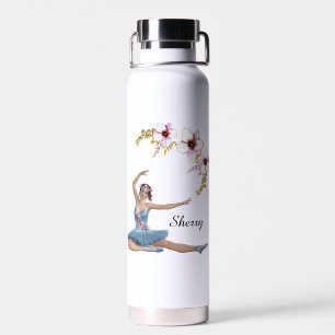 Bouteille D'eau Ballerina en bleu Personal Rose Fleurs
