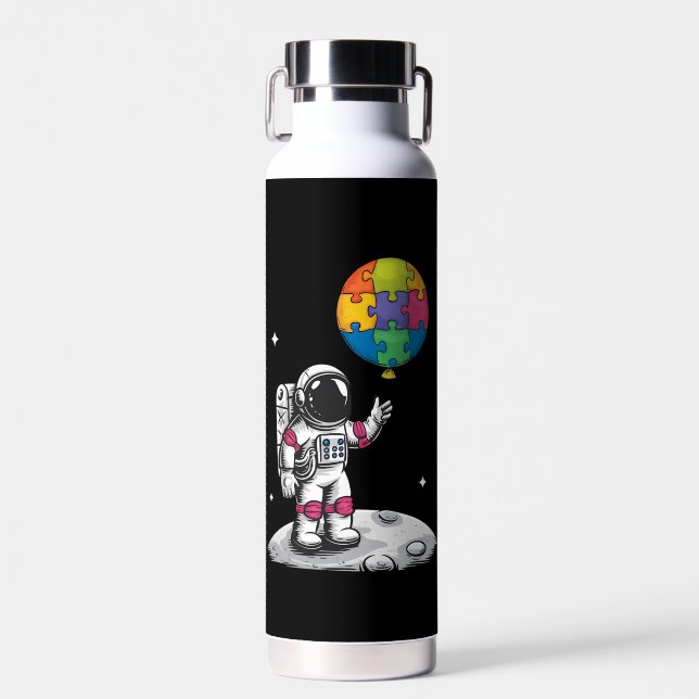 Bouteille D'eau Ballon d'astronaute autiste Espace Sensibilisation (Avant)