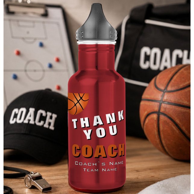 Bouteille D'eau Ballon de Basket-ball Merci Coach  (Créateur téléchargé)