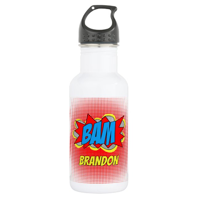Bouteille D'eau BAM personnalisable de la bande dessinée Pop Art!  (Devant)