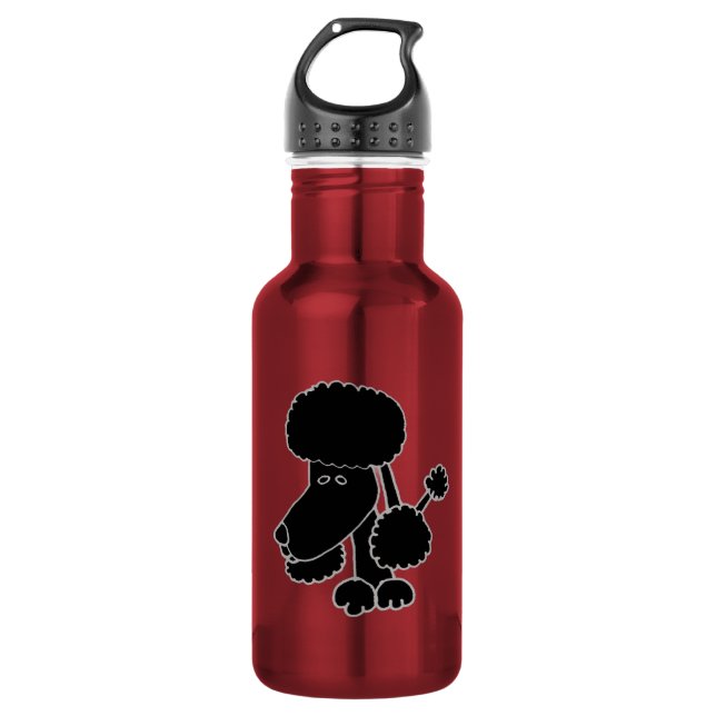 Bouteille D'eau Bande dessinée noire drôle de chiot de caniche (Devant)