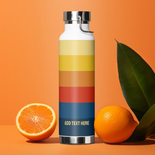 Bouteille D'eau Bandes de coucher de soleil rétroactives avec nom 