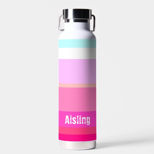 Bouteille D'eau Bandes roses chaudes personnalisées (Avant)
