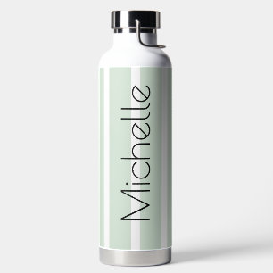 Bouteille D'eau Bandes vertes Pastel avec nom