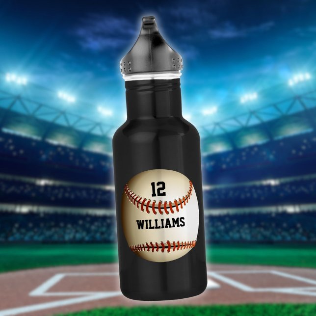 Bouteille D'eau Baseball personnalisé avec nom et numéro (Personalized Name Number Baseball Stainless Steel Water Bottle)