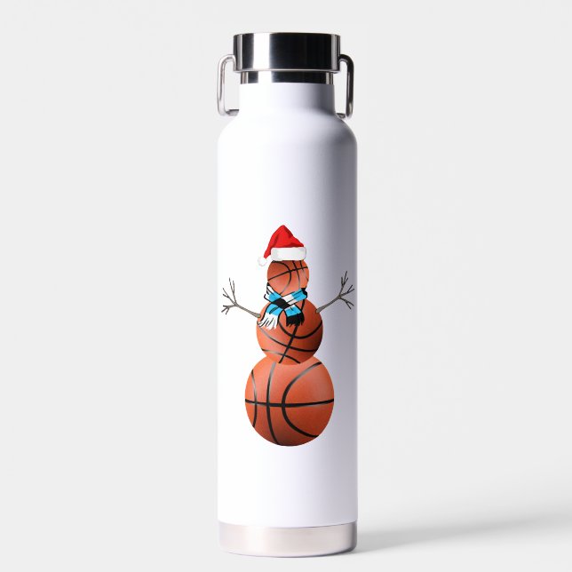 Bouteille D'eau Basketball Christmas Snowman (Avant)