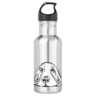 Bouteille D'eau basset hound noir blanc yeux de chiot simple