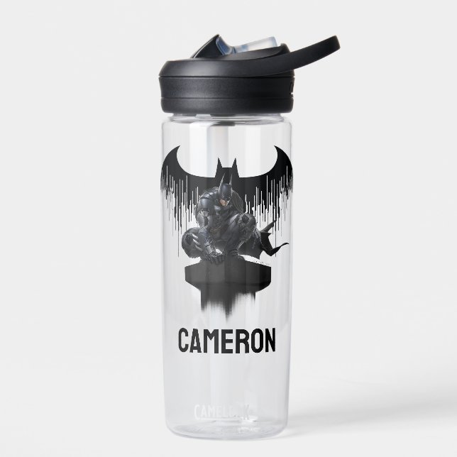 Bouteille D'eau Batman perché sur un pilier | Ajouter Votre Nom (Gauche)
