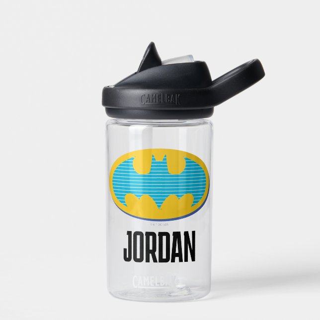 Bouteille D'eau Batman | Symbole Cyan Stripes (Gauche)