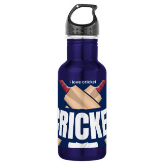 Bouteille D'eau Battes de cricket avec balle et texte écrit