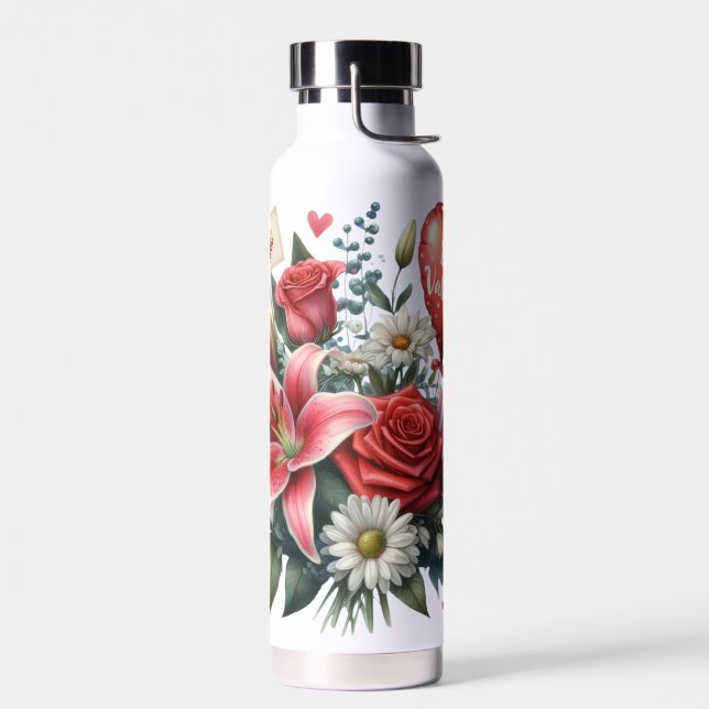 Bouteille D'eau Be Mine Valentine floral/coeur (Gauche)