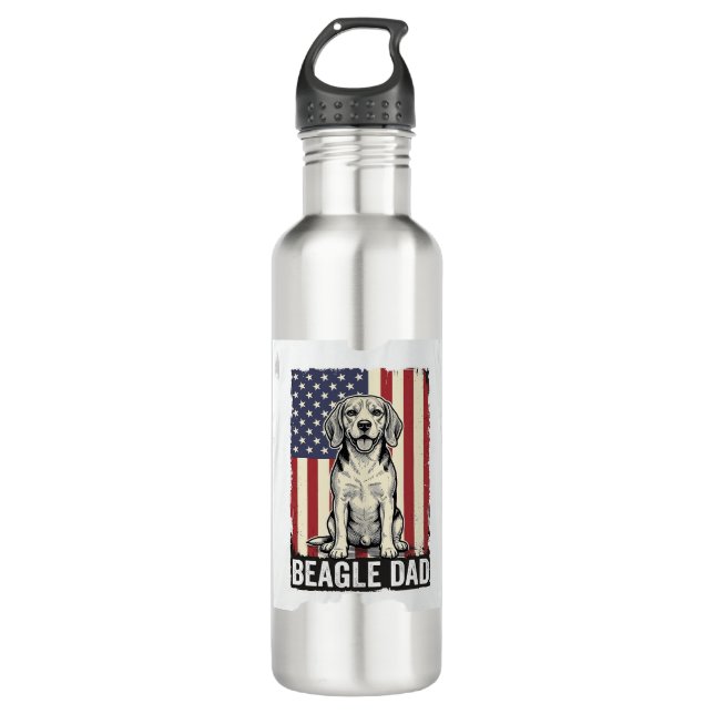Bouteille D'eau Beagle Dad Patriotic Vintage Dog Shirt Design_1 (Devant)