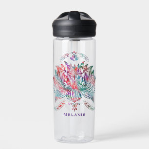 Bouteille D'eau Beau Lotus Flower Boho Art Personnalisé