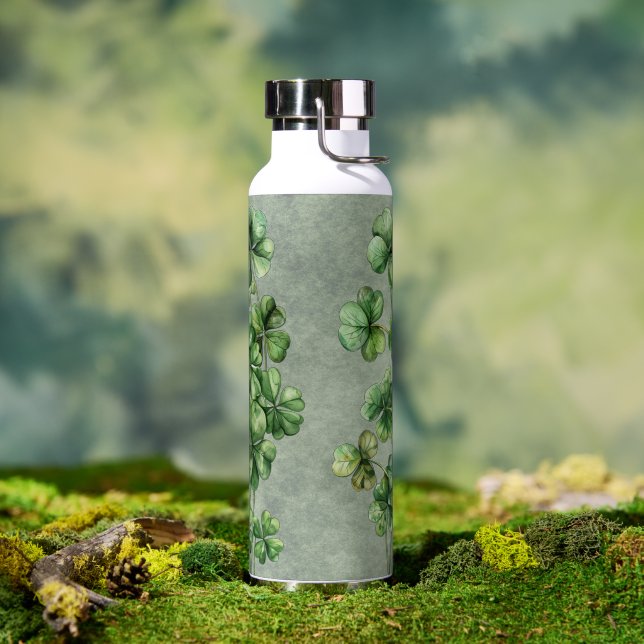 Bouteille D'eau Beau Shamrock d'aquarelle verte (Extérieur)