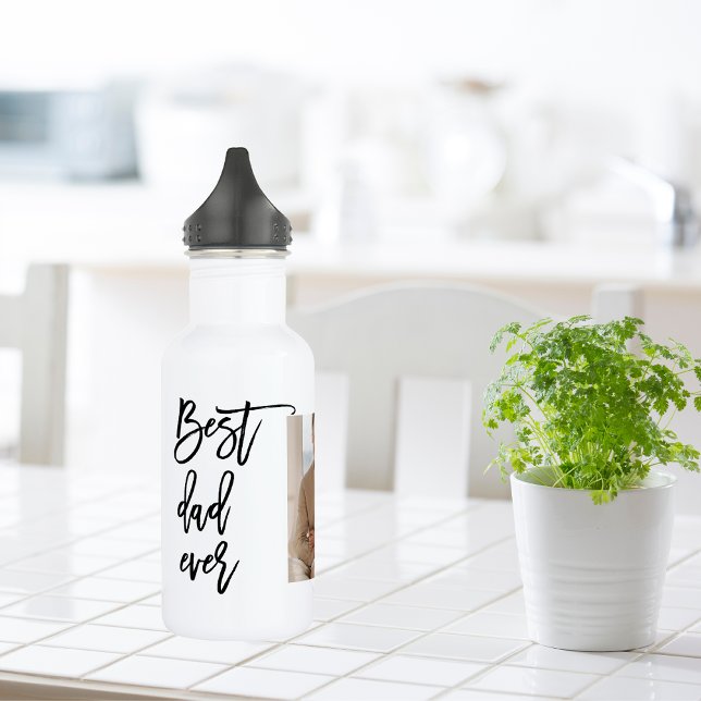 Bouteille D'eau Beauté Collage photo Meilleur papa Jamais Cadeau (Créateur téléchargé)