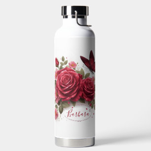 Bouteille D'eau Beaux Roses et papillon