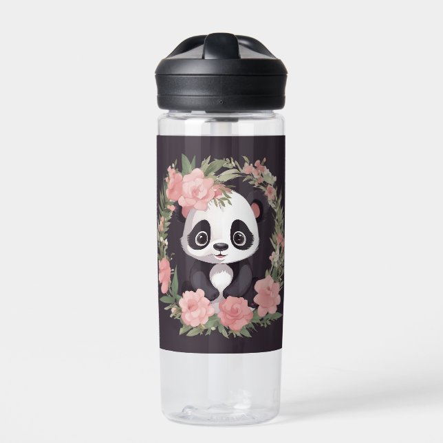 Bouteille D'eau Bébé adorable Panda Ours avec fleurs (Extérieur)
