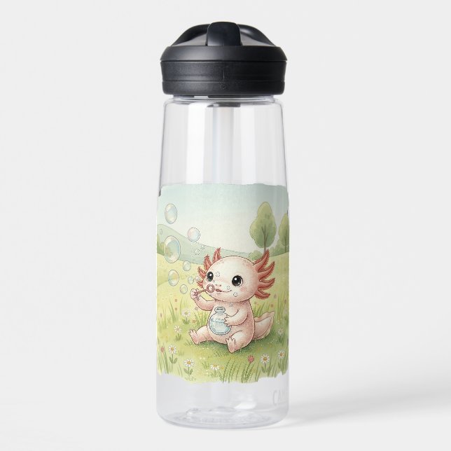 Bouteille D'eau Bébé Axolotl Soufflant des Bulles (Avant)