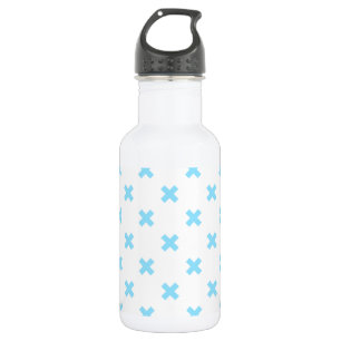 Bouteille D'eau Bébé bleu croix coutures sur blanc