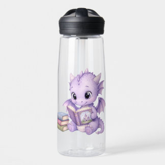 Bouteille D'eau Bébé dragon de livre d'histoires lisant un livre -