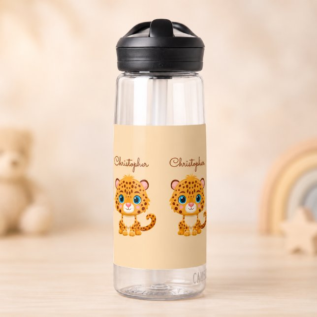 Bouteille D'eau Bébé léopard mignon animaux de safari enfants (Créateur téléchargé)