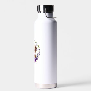 Bouteille D'eau Bébé Vache Highland Avec Fleurs Violettes Ecosse F