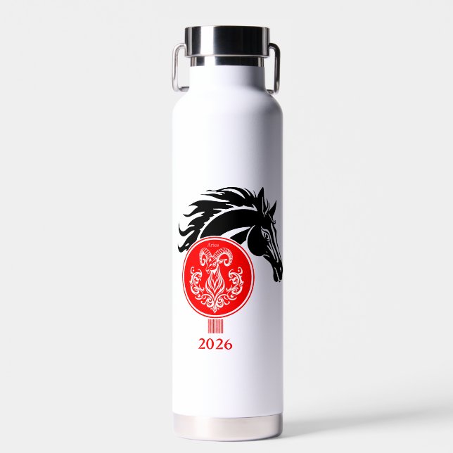 Bouteille D'eau Bélier x Année du Cheval 2026 (Avant)