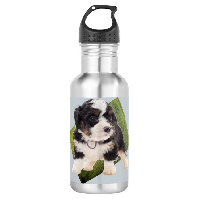 Bouteille D'eau Belle Bernedoodle Vert Puppy Art Thermal Tumb (Devant)