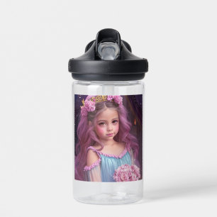 Bouteille D'eau Belle Fille avec des Fleurs Roses dans les Cheveux