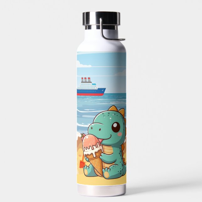 Bouteille D'eau Belle glace manger dino à la plage (Gauche)