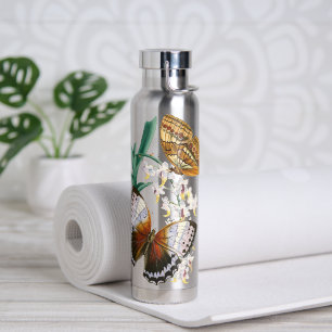 Bouteille D'eau Belle illustration Vintage de papillon floral