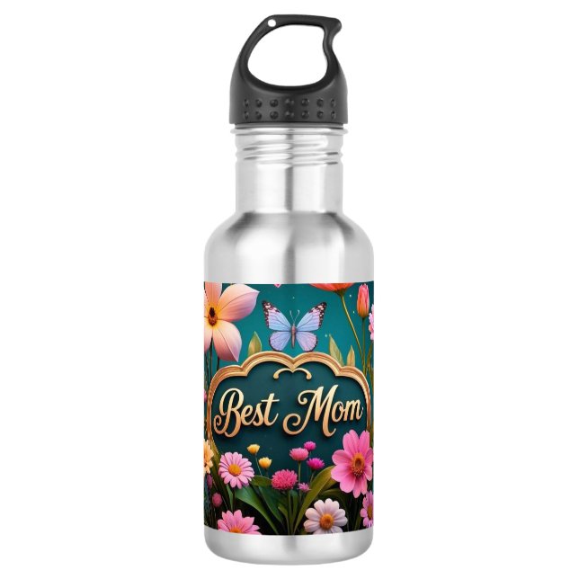 Bouteille D'eau Belles fleurs de jour de mère de glam (Devant)