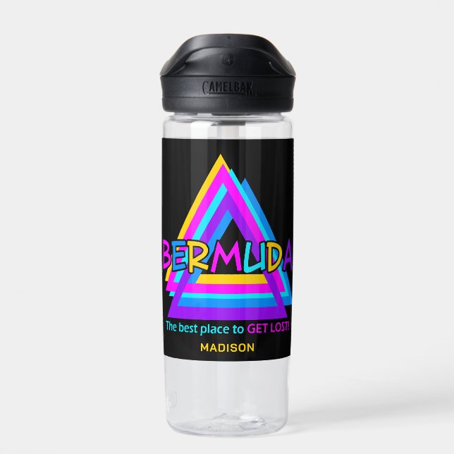 Bouteille D'eau Bermudes Triangle nom personnalisé (Arrière)