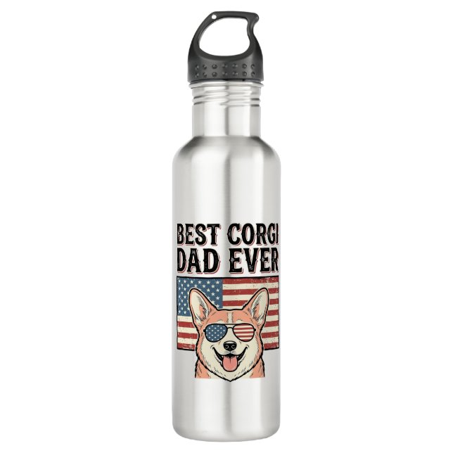 Bouteille D'eau Best Corgi Dad Ever Patriotic Vintage Dog Shirt_1 (Devant)