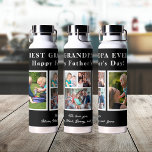 Bouteille D'eau Best grand-père moderne photo collage typographie<br><div class="desc">Moderne contemporain Happy Fête des pères BEST GRANDPA JAMAIS cinq photo collage de famille personnalisée keepssimple bouteille d'eau noir et blanc avec un audacieux modèle script de typographie. Créez votre propre site avec 5 photos de famille personnalisées et votre texte ! Vous pouvez modifier les couleurs du texte et de...</div>