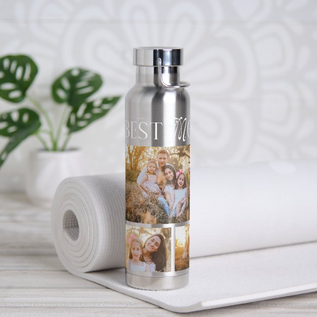 Bouteille D'eau Best Mom Ever 4 Photos Heart Mothers Day Gifts (Yoga (pivoté))