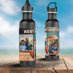 Bouteille D'eau Best Papa Basketball Ball 3 Photo Collage père<br><div class="desc">Best Papa Basketball Ball 3 Photo Collage Bouteille d'eau père. Cette bouteille d'eau a 3 photos, moderne et tendance typographie audacieuse, noms et année. Les photos et le texte sont sur l'arrière - plan avec le basket-ball sur un terrain. Ajoutez vos noms, 3 photos et l'année. Faites un souvenir charmant...</div>