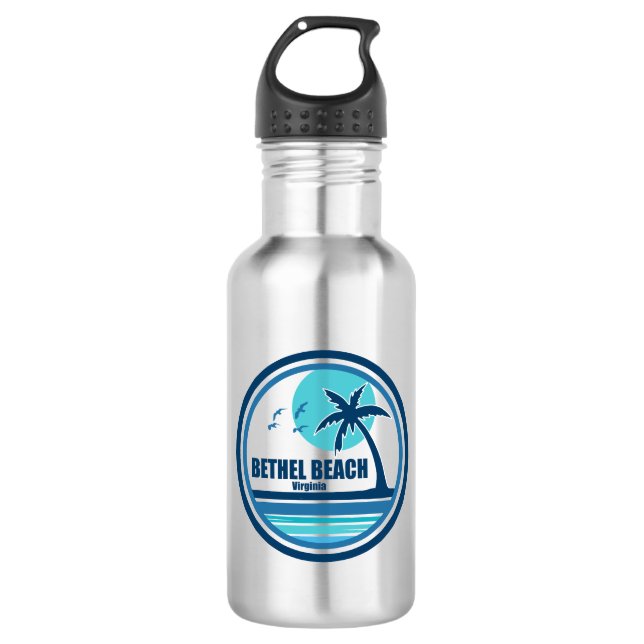Bouteille D'eau Bethel Beach Virginia Palm Tree Birds (Devant)