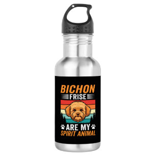 Bouteille D'eau Bichon Frise Animal Spirituel Chien Rétro