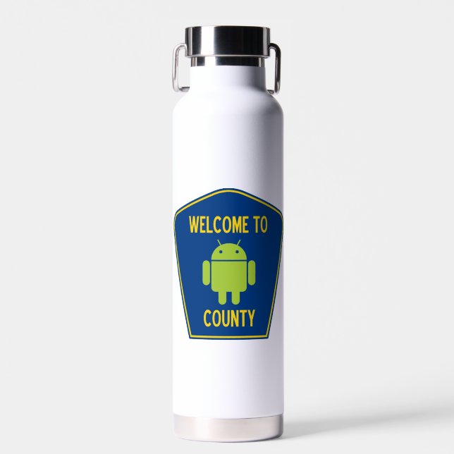 Bouteille D'eau Bienvenue Dans Le Comté D'Android (Panneau De Tran (Avant)