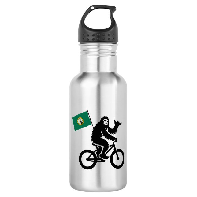 Bouteille D'eau Bigfoot Cyclisme Drapeau de Washington (Devant)