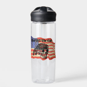 Bouteille D'eau Biker jusqu'au bout crâne USA Drapeau art