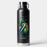 Bouteille D'eau Bipolar Awareness | Thriving with Courage<br><div class="desc">Coffee mug to help spread awareness for Bipolar Disorder with a black, white and green striped awareness ribbon and flowers. An inspirational quote with the words, "Living with Bipolar, thriving with courage”</div>