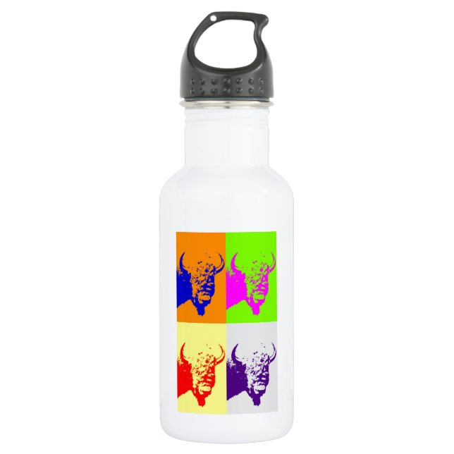 Bouteille D'eau Bison de Buffalo Art Pop de 4 couleurs (Devant)